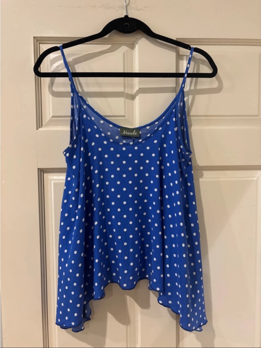 Maude Blue Polka Dot Spaghetti Strap Camisole